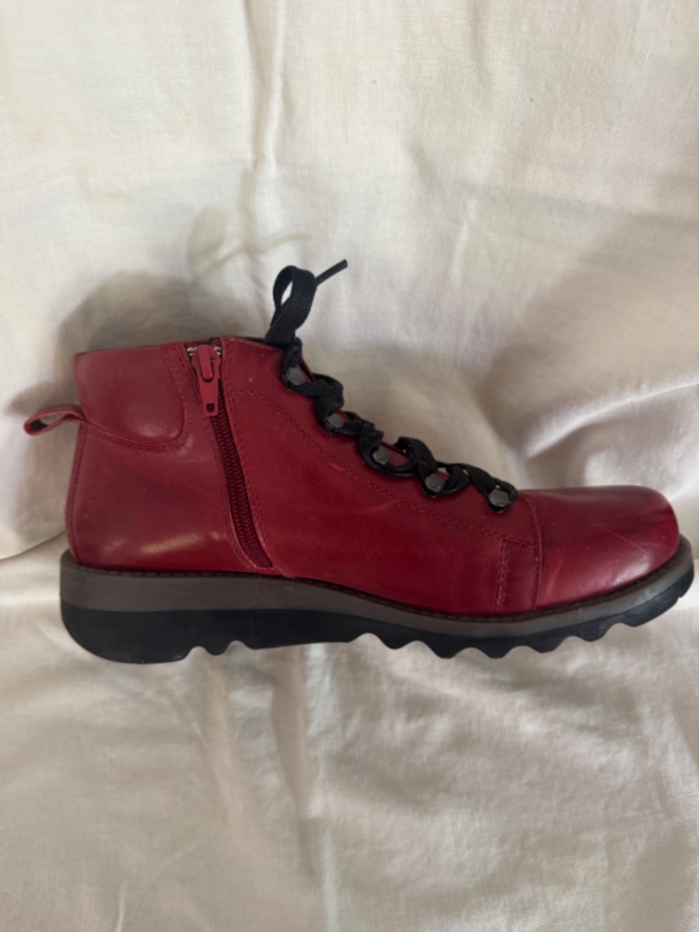 JOSE SEIBEL LINA 09 WOMEN'S HERITAGE RED LEATHER LACE-UP ANKLE BOOT - SIZE 40 - Picture 3 of 6